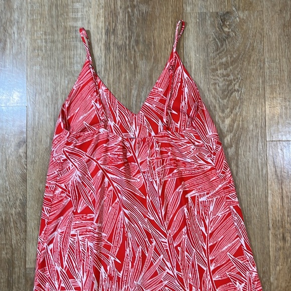 Vici Red White Palm Print Maxi Dress Sleeveless EUC Women's Small S Leg Slit - Picture 10 of 15